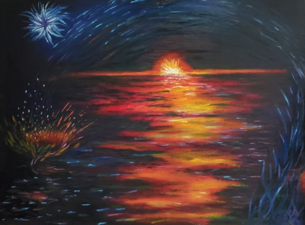 Follow the Path of Light - Original artwork by Leilah Ward, oil on board