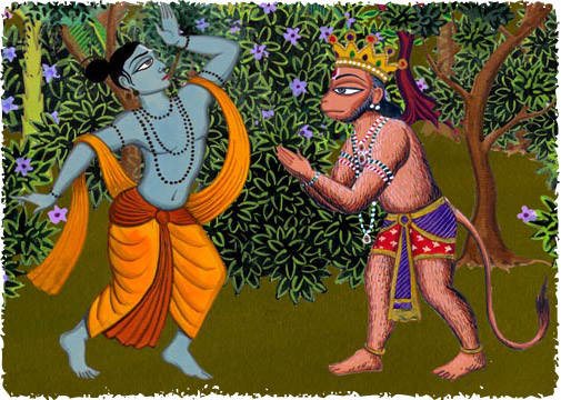 Prince Rama meets Hanuman