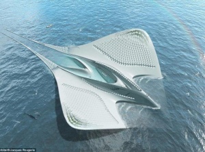 French Architect Envisions a Futuristic Sustainable Floating City Shaped Like a Manta Ray