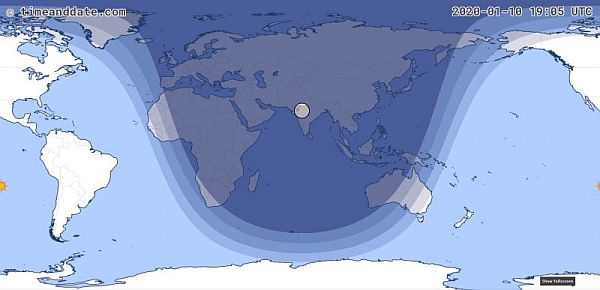 Lunar Eclipse January 2020 Map