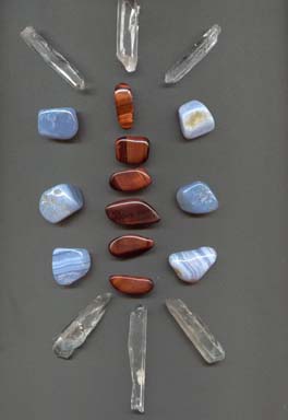 Red Tiger Eye and Blue Lace Agate Crystal Gem Grid Red Tiger Eye and Blue Lace Agate Crystal Gem Grid