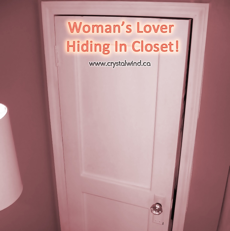 Woman Having Affair While Husband Is At Work hiding in closet