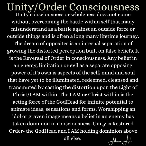 Unity/Order Consciousness Unity/Order Consciousness