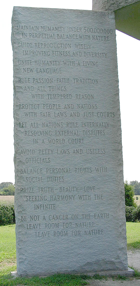 The English version of the Guidelines - The 10 Commandments georgia guidestones english full