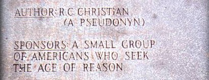 The name of R.C. Christian on the explanatory tablet with a nice typo in “pseudonyn”) guidestones21 e
