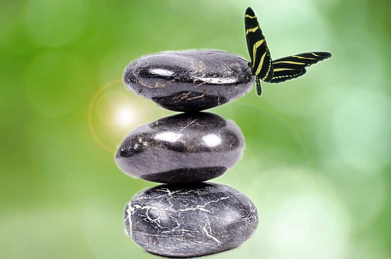 zen stones and butterfly